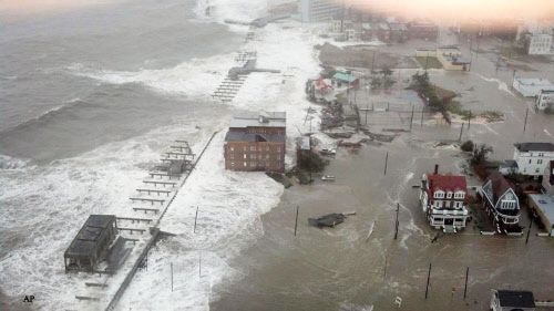 Photo:  Inlet section of Atlantic City, N.J., as Hurricane Sandy makes it approach